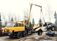 Tatra 815 und VW Bora Brandschaden
